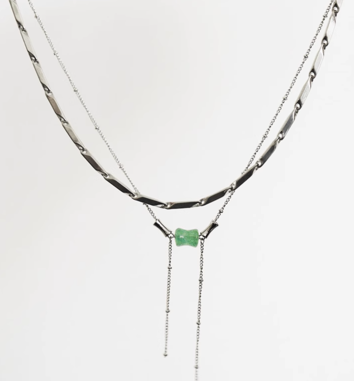 Green Dongling Jade Double-Layer Necklace